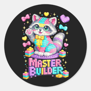 Racoon Building Brick Block Boys Girls Classic Round Sticker