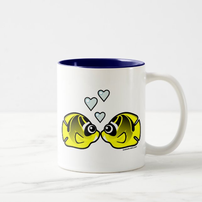 Racoon Butterflyfish Love Two-Tone Coffee Mug (Right)