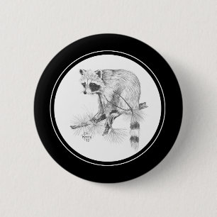Racoon Button in pencil