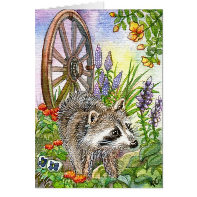 Racoon By Flower Garden (Front)