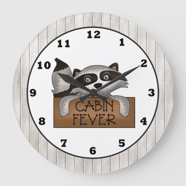 Racoon Cabin Fever wall clock (Front)