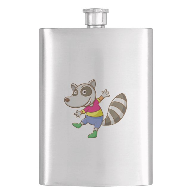 Racoon cartoon hip flask (Front)