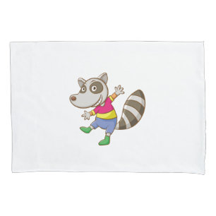 Racoon cartoon pillowcase
