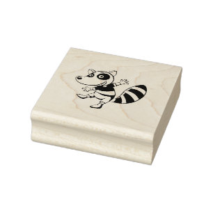 Racoon cartoon rubber stamp