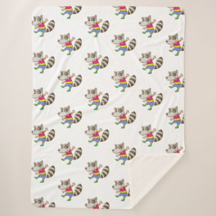 Racoon cartoon sherpa blanket