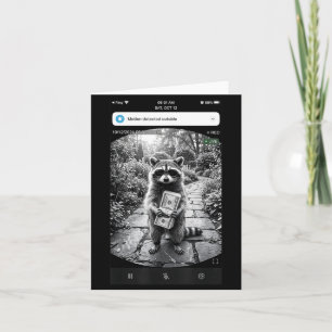 Racoon Cash Door Camera Meme Design Card