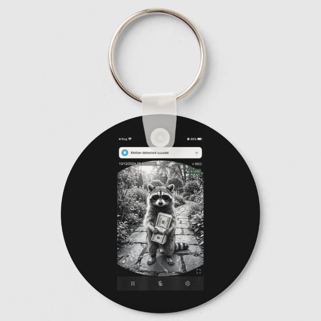 Racoon Cash Door Camera Meme Design Key Ring (Front)