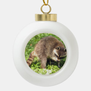 Racoon Ceramic Ball Christmas Ornament