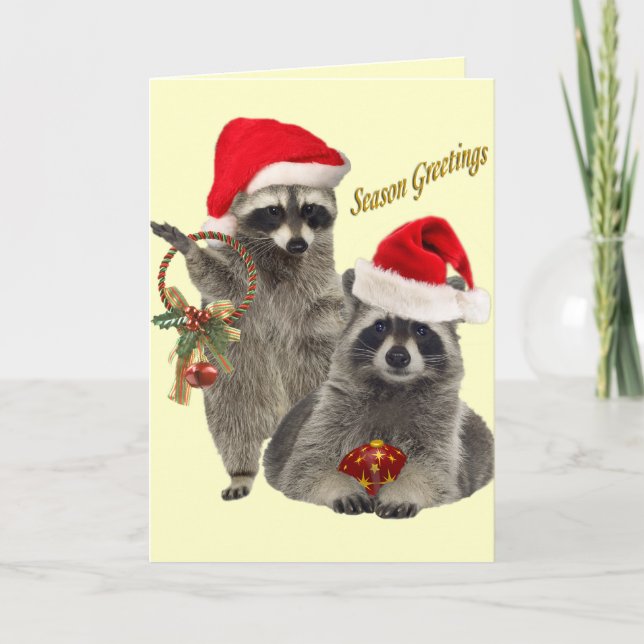 Racoon Christmas A Time For Fun Holiday Card (Front)