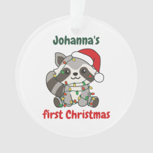 Racoon Christmas Babys first Christmas Ornament