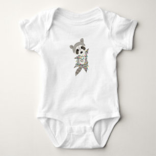 Racoon Christmas Fairy Lights Cute Baby Bodysuit