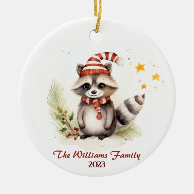 Racoon Christmas Family Ornament (Front)