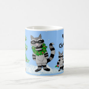 Racoon Christmas Scene Coffee Mug