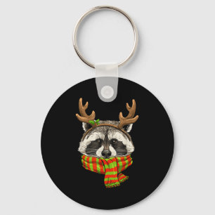 Racoon Christmas Shirt Xmas Reindeer Trash Panda  Key Ring