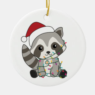 Racoon Christmas Snow Winter Raccoons Adult Cloth Ceramic Ornament