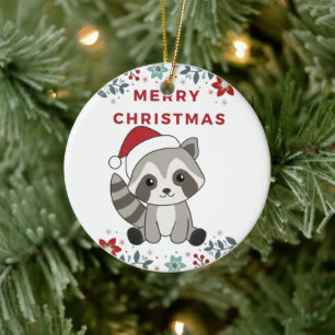 Racoon Christmas Snow Winter Raccoons Ceramic Orn Ornament