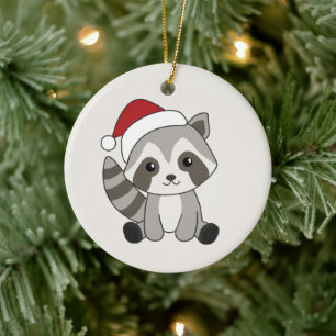Racoon Christmas Snow Winter Raccoons Ceramic Orn Ornament