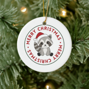 Racoon Christmas Snow Winter Raccoons Ceramic Orn Ornament