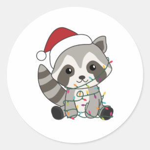 Racoon Christmas Snow Winter Raccoons Classic Round Sticker