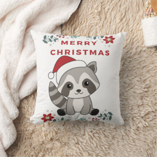Racoon Christmas Snow Winter Raccoons Cushion