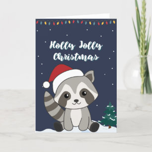 Racoon Christmas Snow Winter Raccoons Holiday Car Card