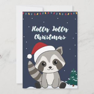 Racoon Christmas Snow Winter Raccoons Holiday Car Card