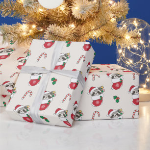 Racoon Christmas Snow Winter Raccoons Holiday Wrapping Paper