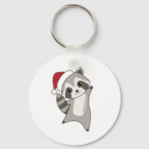 Racoon Christmas Snow Winter Raccoons Key Ring