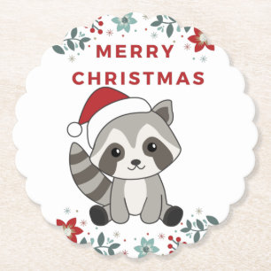 Racoon Christmas Snow Winter Raccoons Paper Coast Coaster