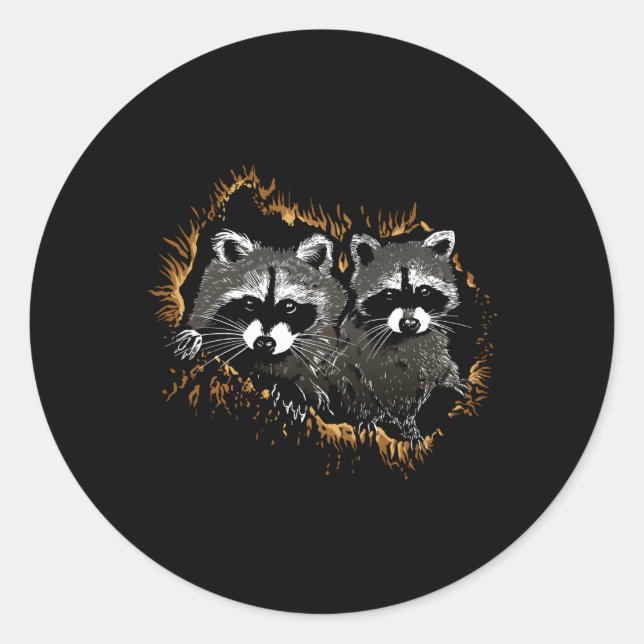 Racoon Classic Round Sticker (Front)