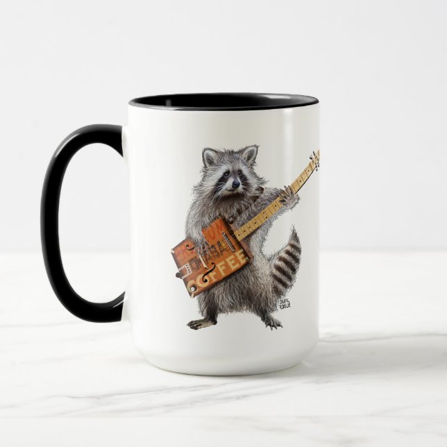 Racoon Coffee Guitar Art Mug (Left)