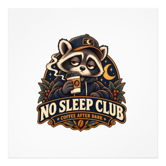Racoon Coffee Society Retro Photo Print