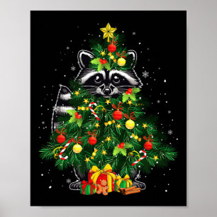 Racoon Cosplay Xmas Tree Matching Animal Lover Ki Poster