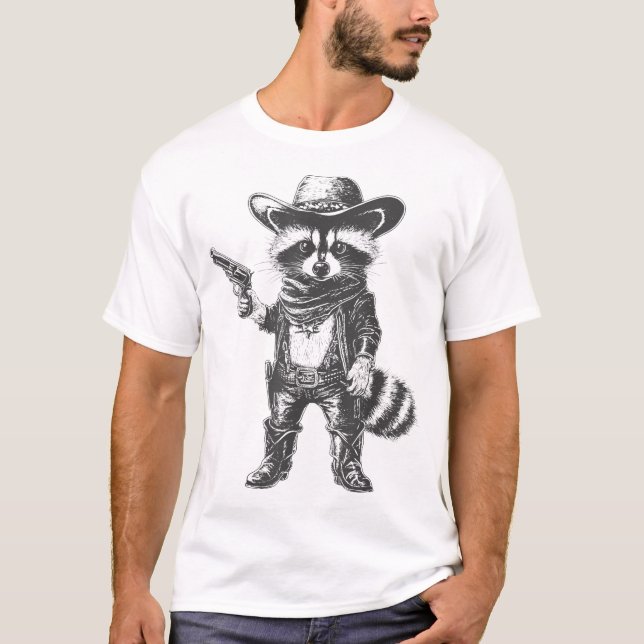 Racoon Cowboy Hat T-Shirt (Front)