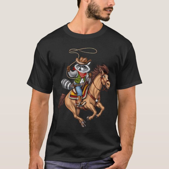 Racoon Cowboy Rodeo T-Shirt (Front)