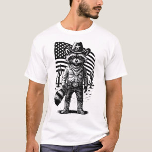  Racoon Cowboy  Trash Panda Usa Western Country T-Shirt