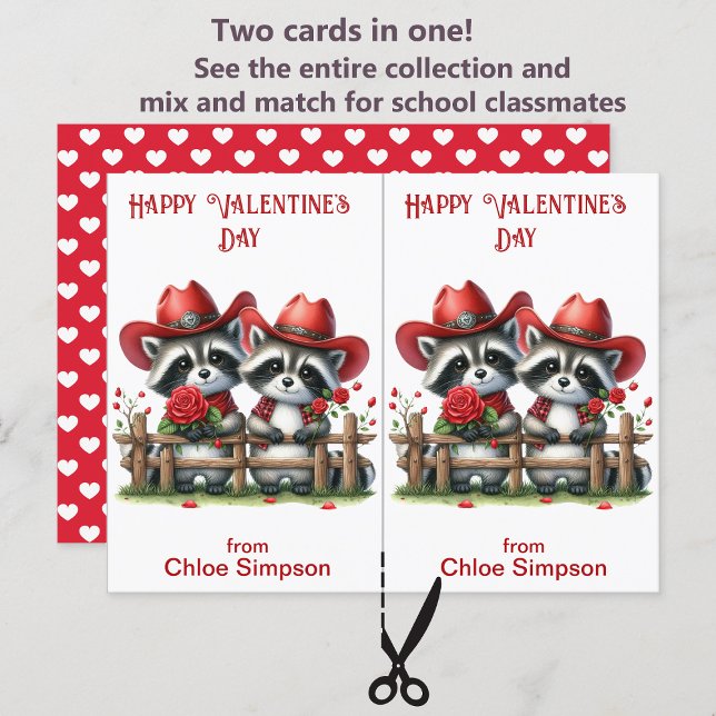 Racoon Cowboys Kid's Valentine Classroom Card (Creator Uploaded)