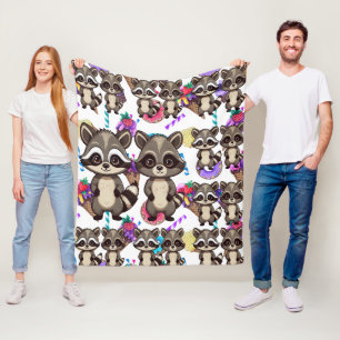 Racoon Cute Kawaii Twin Sweet Pattern Fleece Blanket