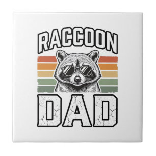 Racoon Dad Vintage Engraving Retro Vector Design_ Ceramic Tile