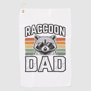 Racoon Dad Vintage Engraving Retro Vector Design_ Golf Towel