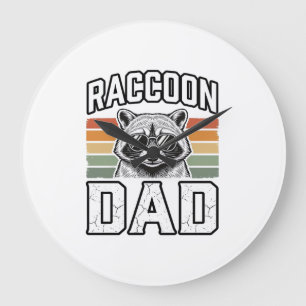 Racoon Dad Vintage Engraving Retro Vector Design_ Large Clock