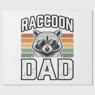 Racoon Dad Vintage Engraving Retro Vector Design_ Wrapping Paper