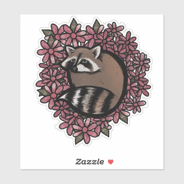 Racoon Daisy Flower Art Raccoons Daisies Floral   (Sheet)