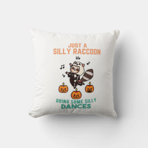 Racoon Dancing Halloween Pumpkin Party Cushion