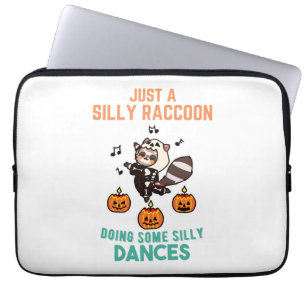 Racoon Dancing Halloween Pumpkin Party Laptop Sleeve