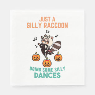 Racoon Dancing Halloween Pumpkin Party Napkin
