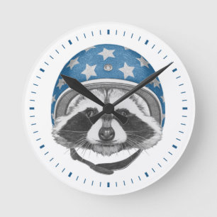 Racoon Daredevil Round Clock