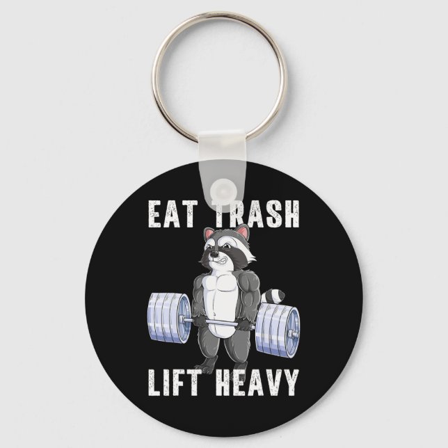 Racoon Deadlift Bodybuilding Garbage Animal Gym F Key Ring (Front)