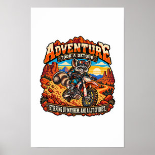 Racoon Dirt Bike Desert Adventure Poster