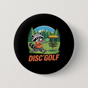 Racoon Disc Golf Sport Animal Frisbee Game Player 6 Cm Round Badge
